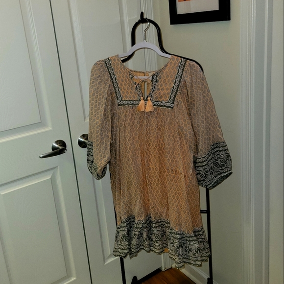 Cleobella Dresses & Skirts - Cleobella Peach and Black Boho Tunic Dress
